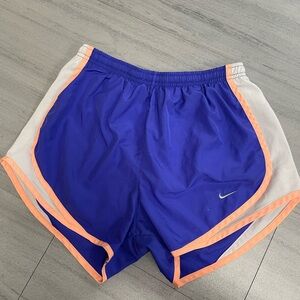 Nike Dri-FIT Blue and White Shorts with Orange Accents
